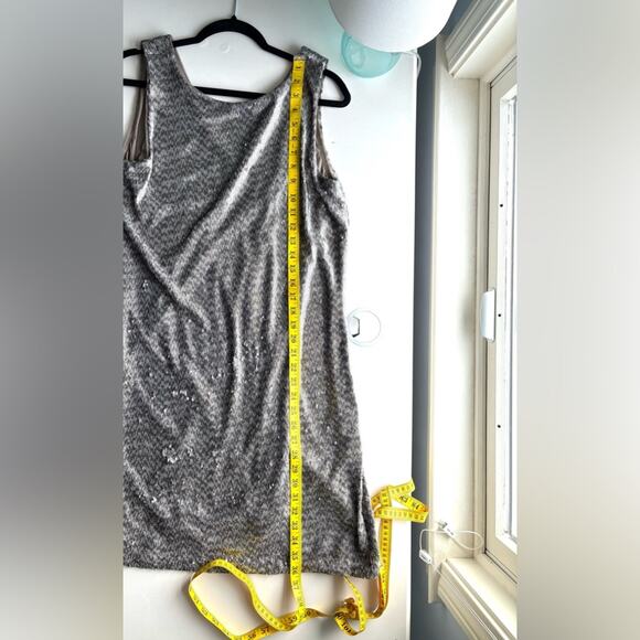 WHBM Sequin Dress, Shift, Silver Sparkle Tank Dress, Holidays, Cocktail, Size L - Picture 9 of 9